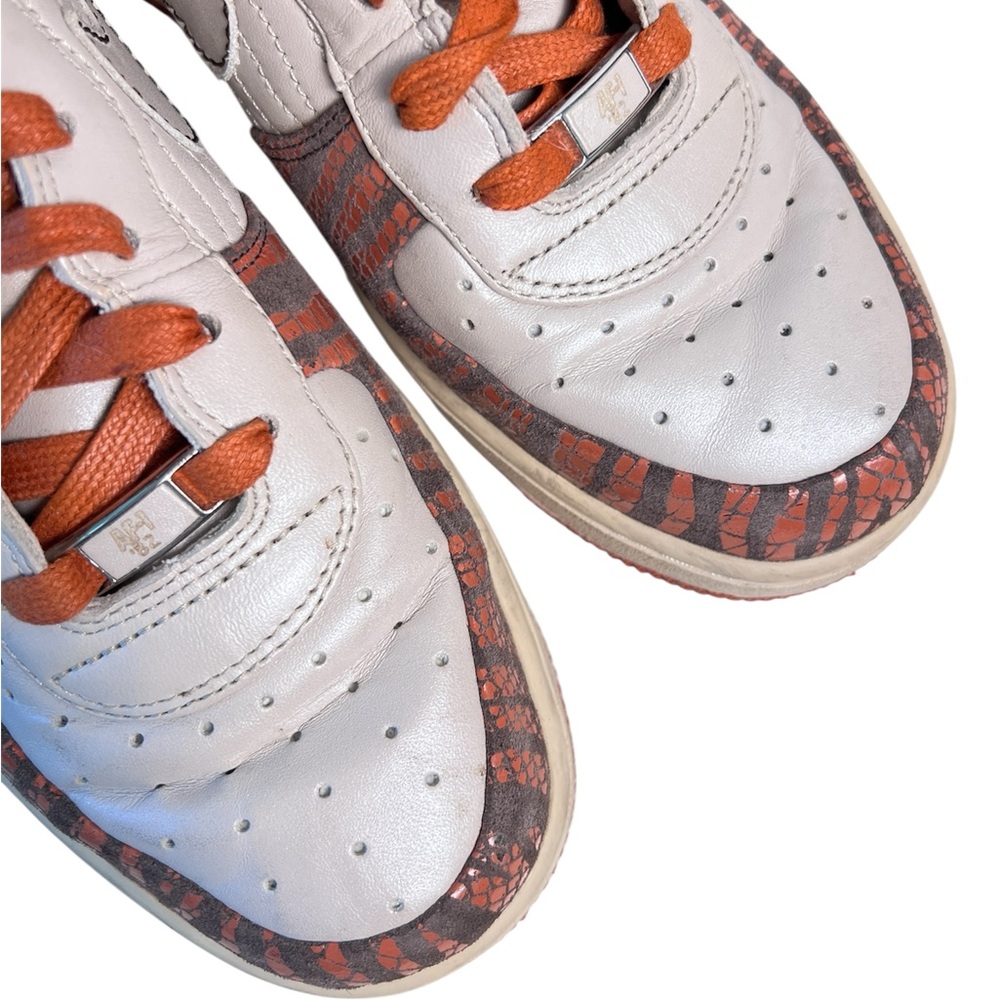 Nike Women’s Air Force 1 High 6” Wedge Sneakers Orange Zebra Print Size 9.5 Rare - Picture 11 of 14